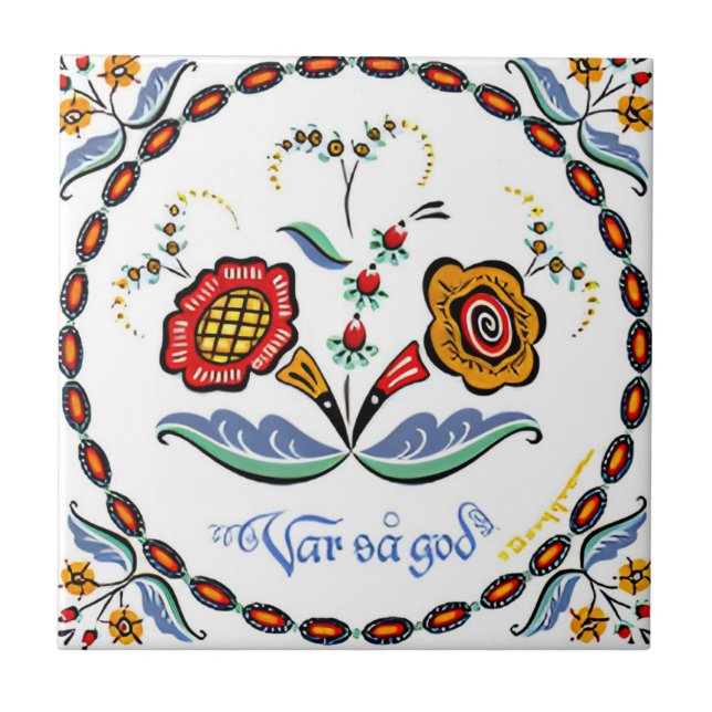 carreaux suédois fleurs rouges simples (Devant)