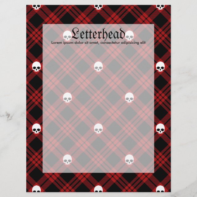 Carreaux Tartan Plaid Crâne Gothique (Devant)