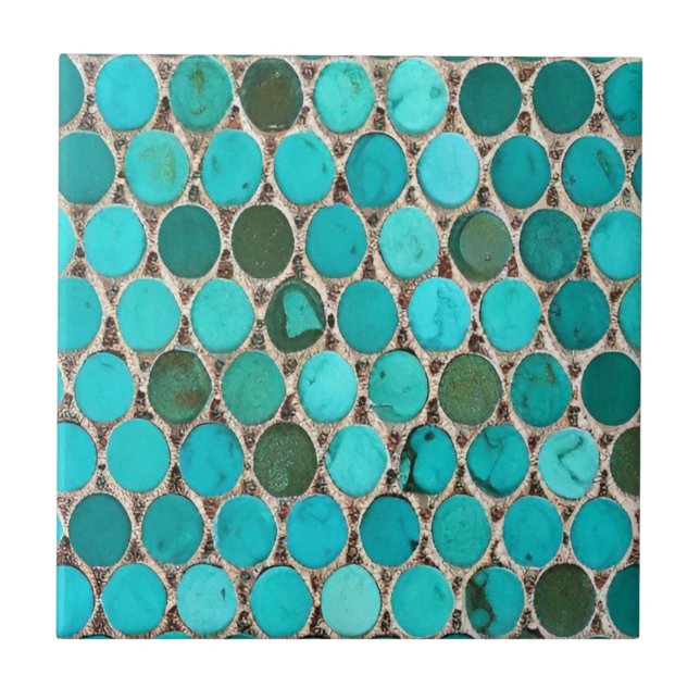 Carreaux turquoise mosaïque ovale (Devant)