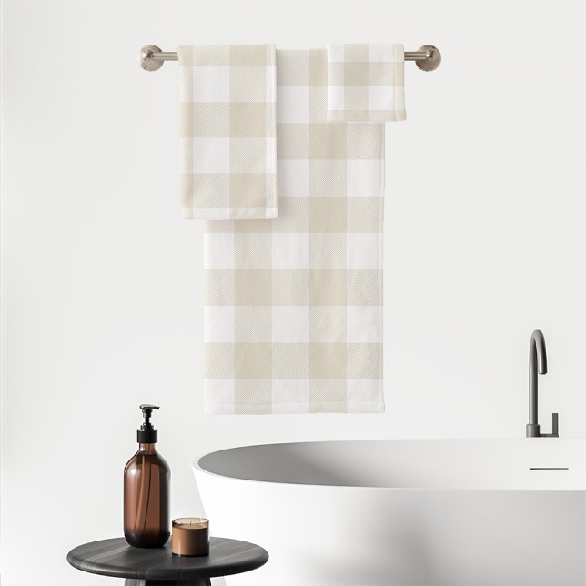 Carreaux Vichy Beige Neutre Style Fermier Rustique (Créateur téléchargé)