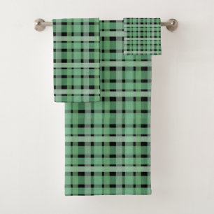 Carreaux Vichy Tartan Vert Rayures Sur Fond Noir