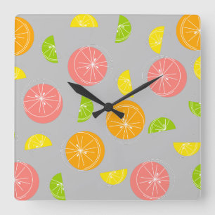Carrée Agrumes Multi blanc horloge carré gris