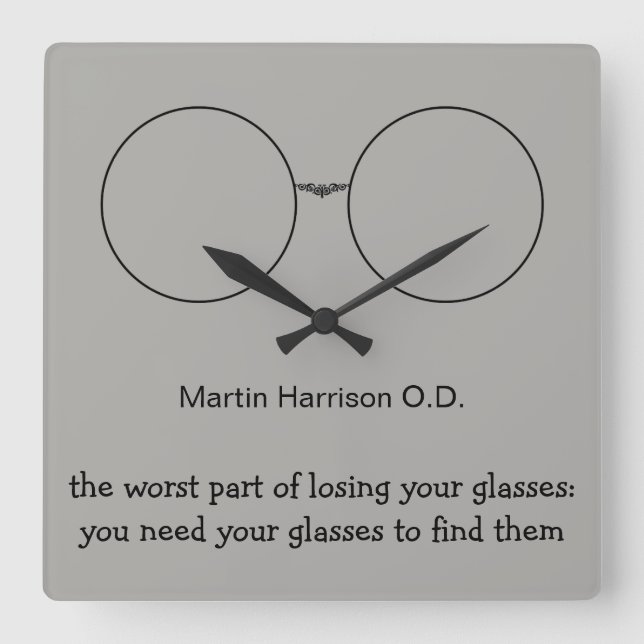 Carrée Amusante Optométriste Horloge Mur De Bureau (Recto)