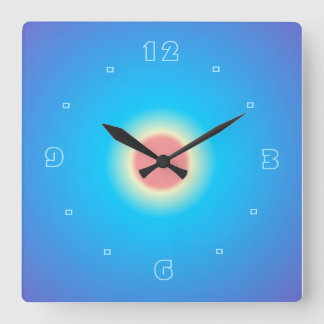 Carrée Aqua/Orange Bleu Lumineux Imprimer > Horloge mural