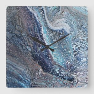 Carrée Attraction naturelle 1 Flux bleu Horloge Abstraite