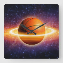 Basketball Universe Sports Carré Mur Horloge