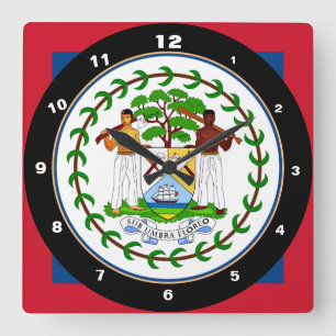 Carrée Bélize Flag & Belize à la mode / horloge design