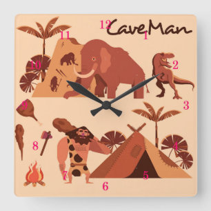 Carrée Belle Grotte Homme Images Horloge Mur