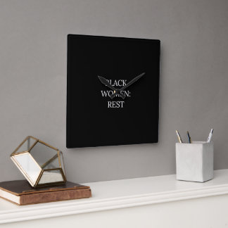 Carrée Black Women Rest Wall Horloge