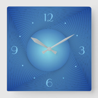 Carrée Bleu avec centre circulaire > Horloge de cuisine