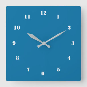 Carrée Bleu Mur Horloge Couleurs Personnalisées Votre Pro