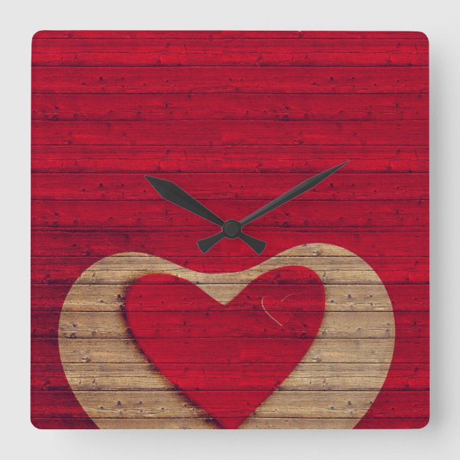 Carrée BOIS DE GAIN - Rouge, Tan - HORLOGE (Recto)