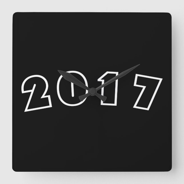 Carrée Bonne année 2017, Nombres Black White Horloge (Recto)