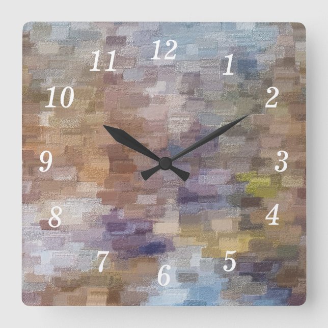Carrée Brick Abstrait Automne Automne Horloge (Recto)