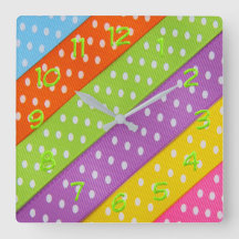 Bright ribbon polka point motif Mur horloge