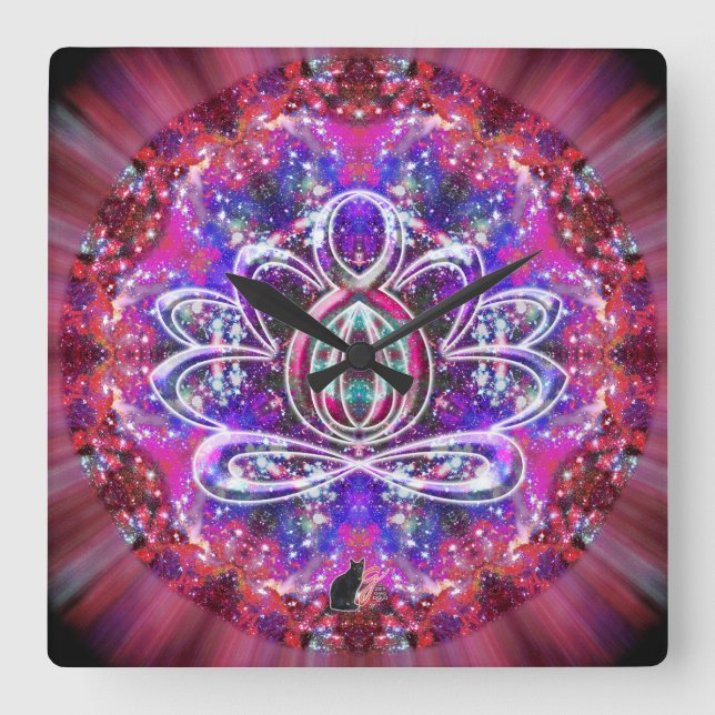 Carrée Brilliance Zen Lotus Horloge (Recto)