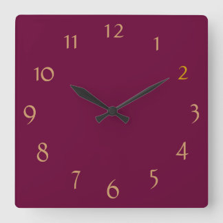 Carrée Burgandy+ Numéros d'or > Horloge minimaliste