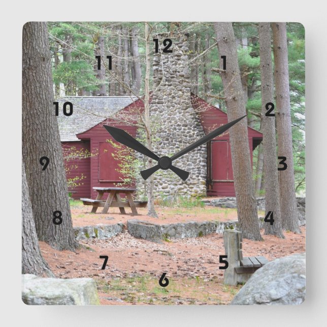 Carrée Cabine En Bois Horloge Mur (Recto)