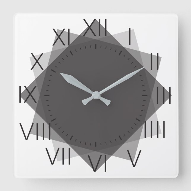 Carrée cadran à horloge avec carré diamant rectangles (Recto)