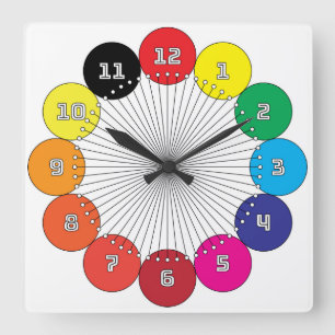 Carrée cadran à horloge pour enfants coloré