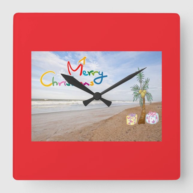 CARRÉE CADRE DE NOËL PLAGE HORLOGE DE NOËL (Recto)