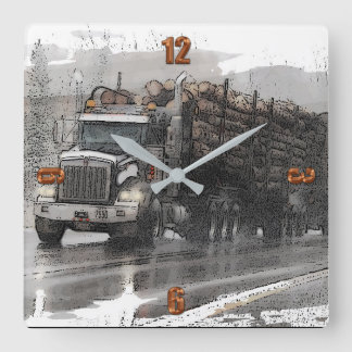 Carrée Camion d'abattage dans la pluie Grande horloge