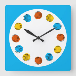 Carrée Carré bleu horloge du monde