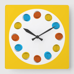 Carrée Carré jaune horloge du globe