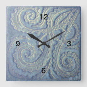 Carrée Carré Minimaliste Horloge Bleu Ferme image