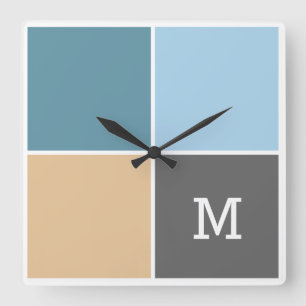 Carrée Carreaux nautiques monogramme personnalisé horloge