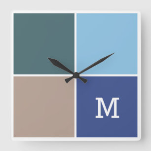 Carrée Carreaux nautiques monogramme personnalisé horloge