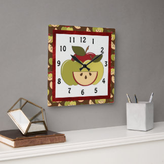Carrée Carton Apple Horloge de cuisine