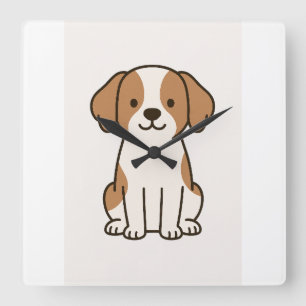 Carrée Charming Dog Wall Horloge - Timepiece Whimsical po