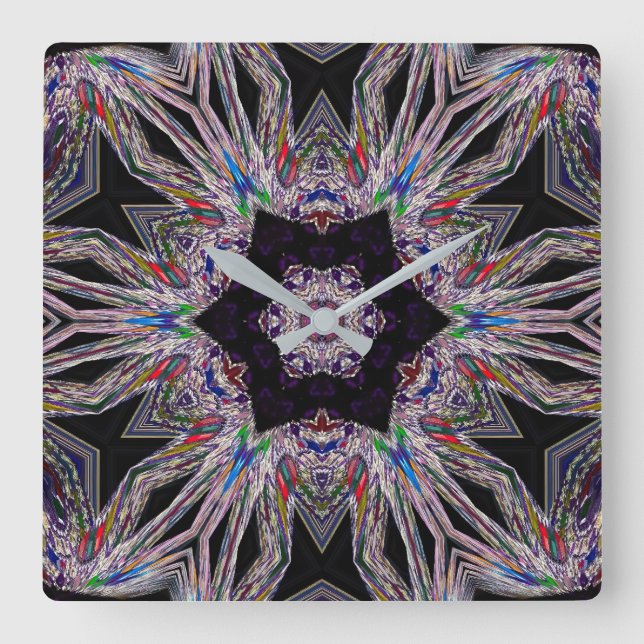 Carrée Chic Améthyste Conception Acrylique Horloge Mur (Recto)
