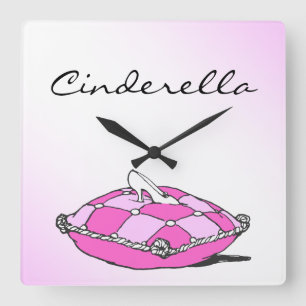 Carrée Cinderella Slipper rose Coussin Horloge personnali
