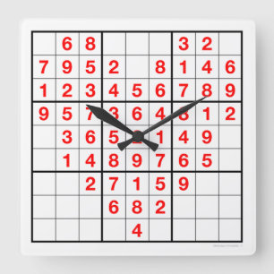 Carrée Coeur Sudoku Horloge avec puzzle téléchargeable 