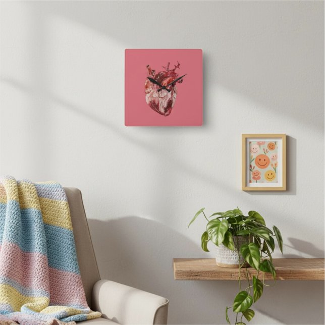 Carrée Coeurs Grande horloge (Créateur téléchargé)