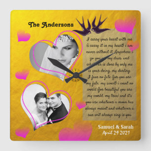 Carrée Collage photo personnalisé horloge des noces d’or