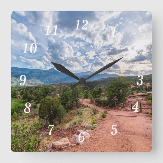 Carrée Colorado Pikes Peak Soirée Randonnée Mur Horloge (Recto)