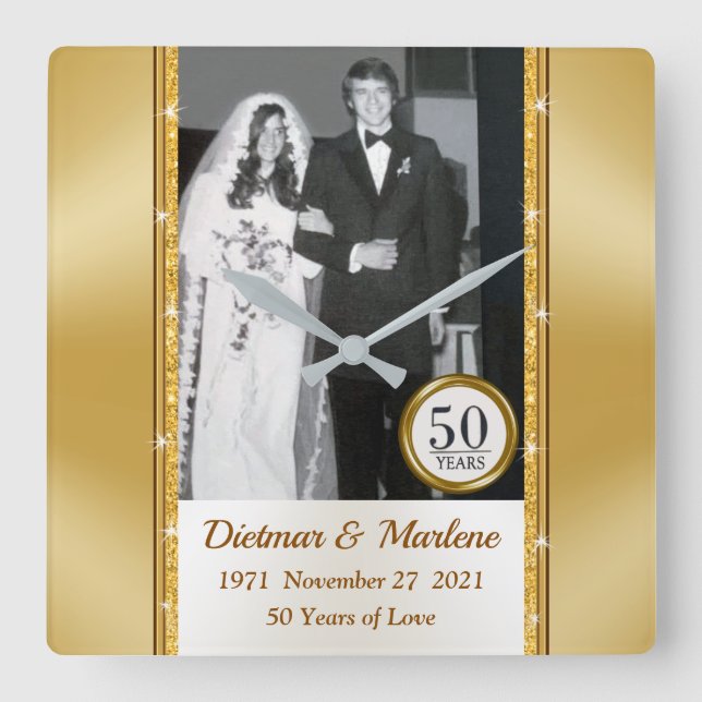 Carrée Commande spéciale 50e anniversaire Horloge avec ph (Recto)