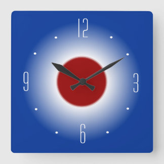 Carrée Conception de lueur rouge blanc et bleu > Horloge
