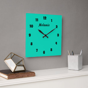 Carrée Concevez votre horloge Turquoise personnalisée Cou