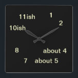 Carrée Cool Uber Geek Hipster Black One-ish Horloge 3<br><div class="desc">Cool Uber Geek Hipster Black One-ish Clock 3 - conçu par CricketDiane Art and Design 2013</div>