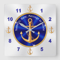 Décor Nautique Personnalisé, horloge Ancre