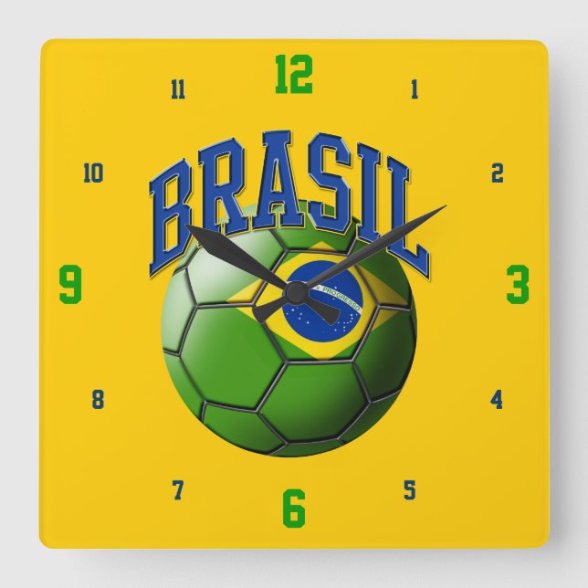 Carrée Drapeau de Brasil Ball Horloge (Recto)