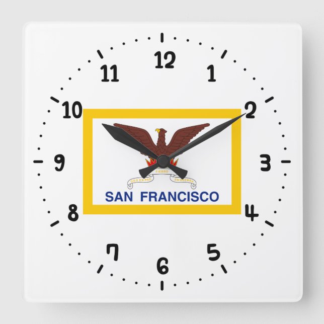 Carrée Drapeau de San Francisco Carré Wall Horloge (Recto)