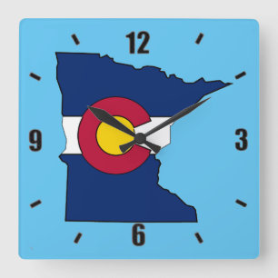 Carrée Drapeau du Colorado Minnesota contour horloge carr