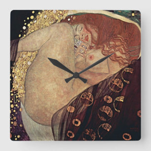 Carrée Elégance d'or : Horloge inspirée du klimt