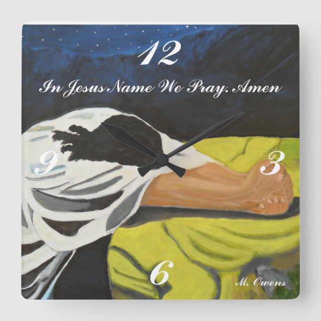 Carrée En Jésus Nom Nous Prions Carré Horloge (Recto)