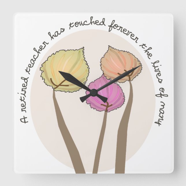 Carrée Enseignant retraité Artsy Trees Horloge (Recto)